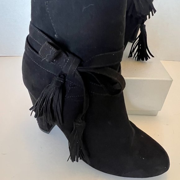 Justfab Landry Black Faux Suede Ankle Boots - Picture 3 of 6